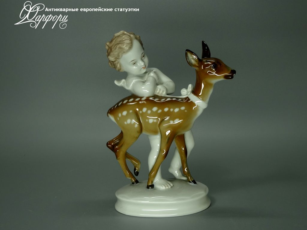 Купить фарфоровые статуэтки Rosenthal, Путти и олененок, Германия